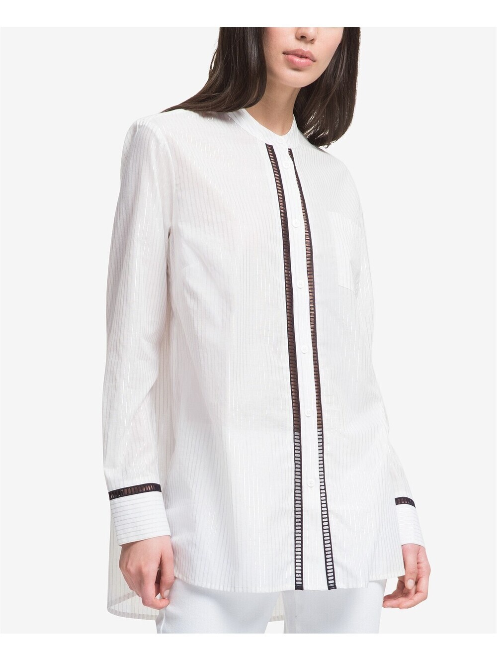 DKNY Womens Pinstriped Shirt Size L